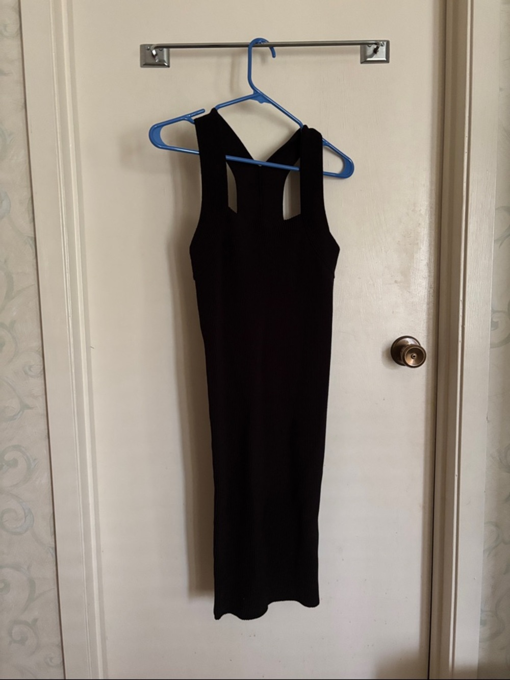 525 America Black Ribbed Midi Tank Dress